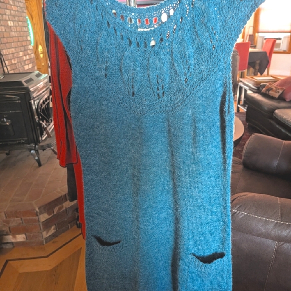 Jonathan Martin Teal Knit Midi Dress
